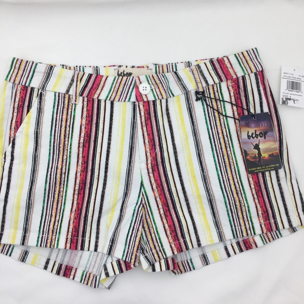 BEBOP Striped Shorts NWT White Striped Cotton Sz 9